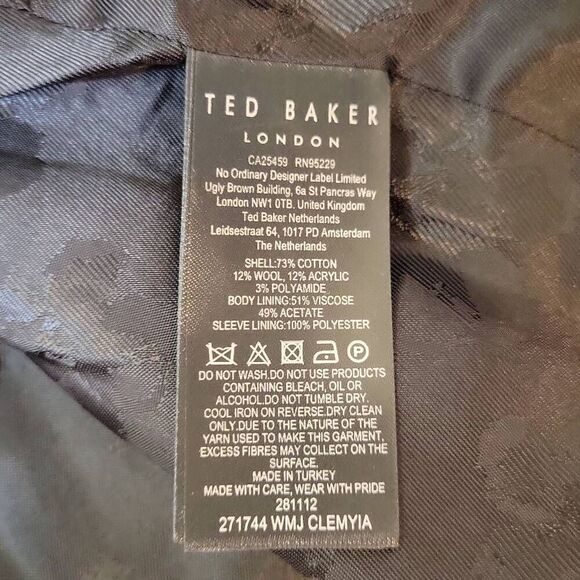 Ted Baker Cropped Boucle Cotton Wool Blend Jacket Size Ted 5/ US 12 - Picture 10 of 10